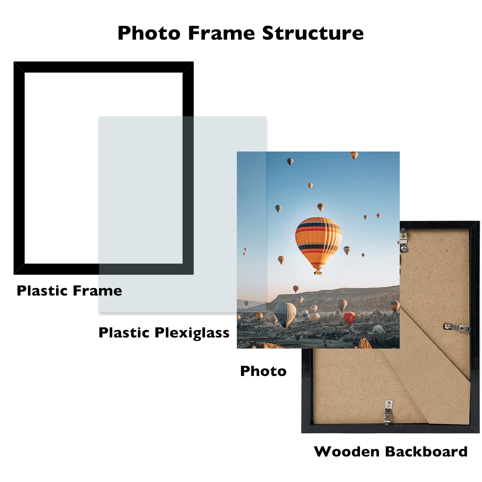 JCJMY 8x9 Picture Frame Set of 4 Black for Wall Hanging or Tabletop- Wall Mounting Horizontally or Vertically, 8 x 9 Wall Galler